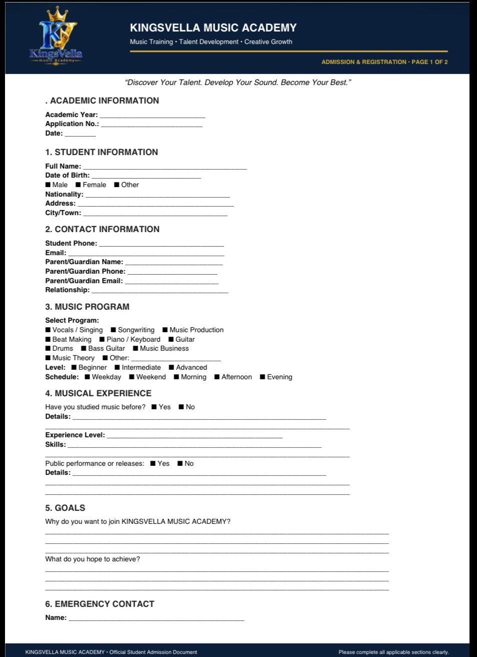 Buy Admission Forms